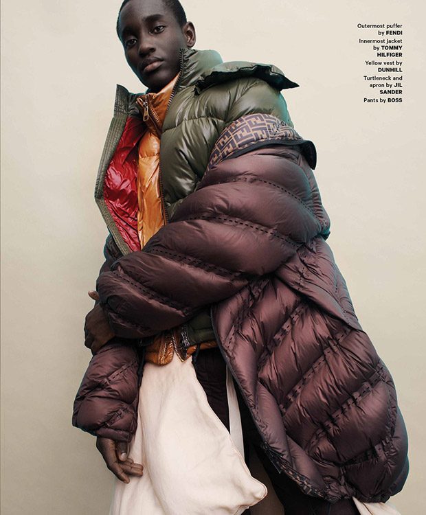 On a Cloud: Charles Oduro Poses for Essential Homme Winter 2018 Issue