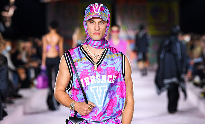From pink to gold, Versace's SS 2023 collection for men is youthful with a  hint of Italian baroque
