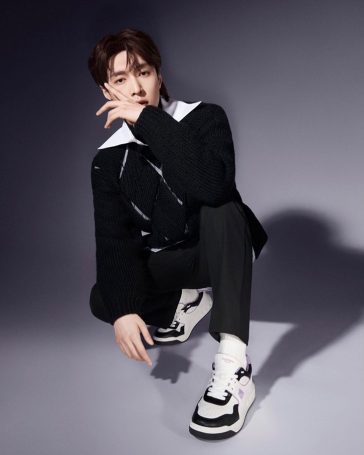 Lay Zhang Models Valentino Garavani One Stud Sneaker