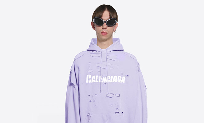 BALENCIAGA Embroidered Political Campaign Large Fit Hoodie in Black  MARAIS