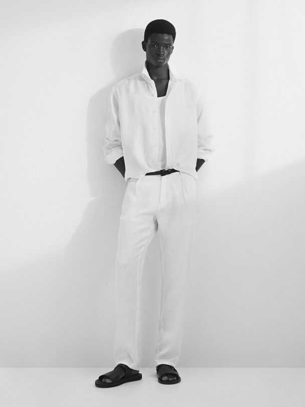 Ahmadou Gueye Models Massimo Dutti Spring 2023 Linen Looks